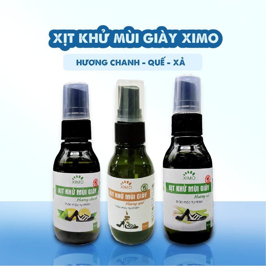 Xịt khử mùi hôi giày nano Ximo 50ml (Hương Quế, Chanh, Sả)