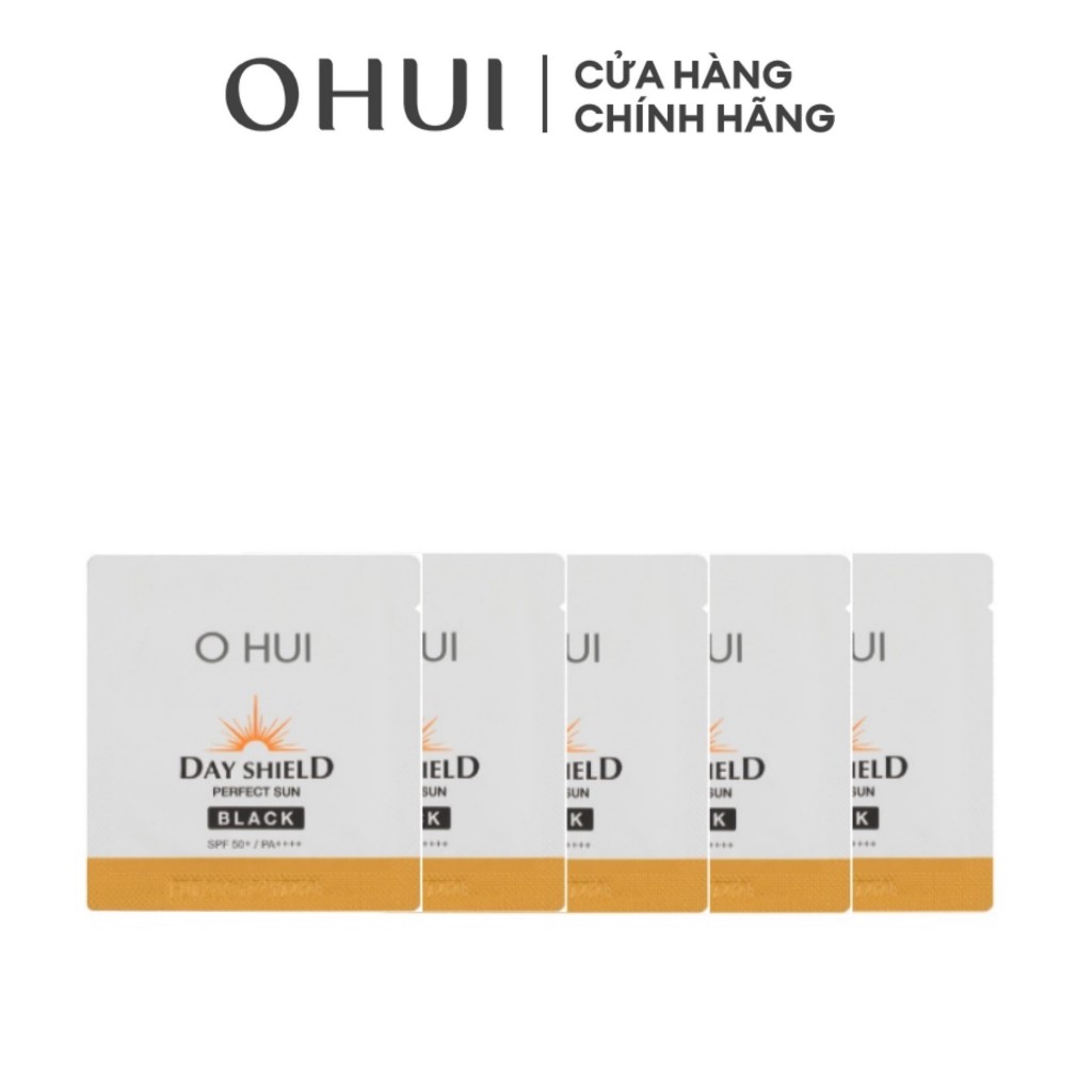 [HB Gift] Bộ 5 gói Kem chống nắng OHUI Day Shield Perfect Sun Black SPF50+ PA++++ 1ml/gói