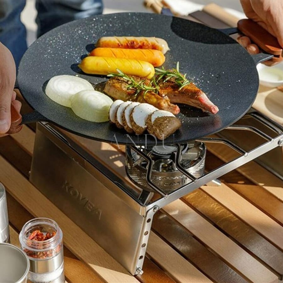 Chảo Đá Nướng Hàn Quốc Chống Dính Melli Không Cần Dầu Ecoramic, Vỉ Nướng BBQ Chống Dính Chống Gỉ An Toàn Sức Khỏe