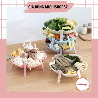 Khay xếp tầng đựng đồ ăn lẩu, hoa quả, Khay đựng bánh kẹo xếp tầng