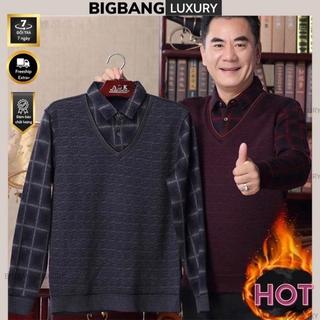 Áo len phối sơ mi lót lông hàng cao cấp cho ông và bố