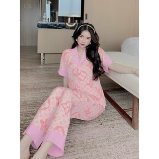 Đồ bộ nữ pijama lụa ngủ mặc nhà tiểu thư tay ngắn quần dài chất liệu mango