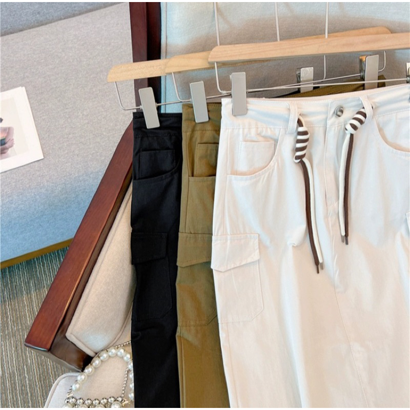 Chân Váy Kaki Dáng Dài Túi Hộp Lưng Cao Thời Trang Cá Tính Trẻ Trung Năng Động - Nhím Xù Shop