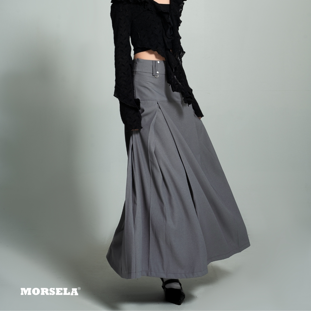 MORSELA® chính hãng -  Chân váy dài xếp ly chữ A DIONE SKIRT dáng xòe mặc được 2 mặt phong cách Y2K Douyin dành cho nữ