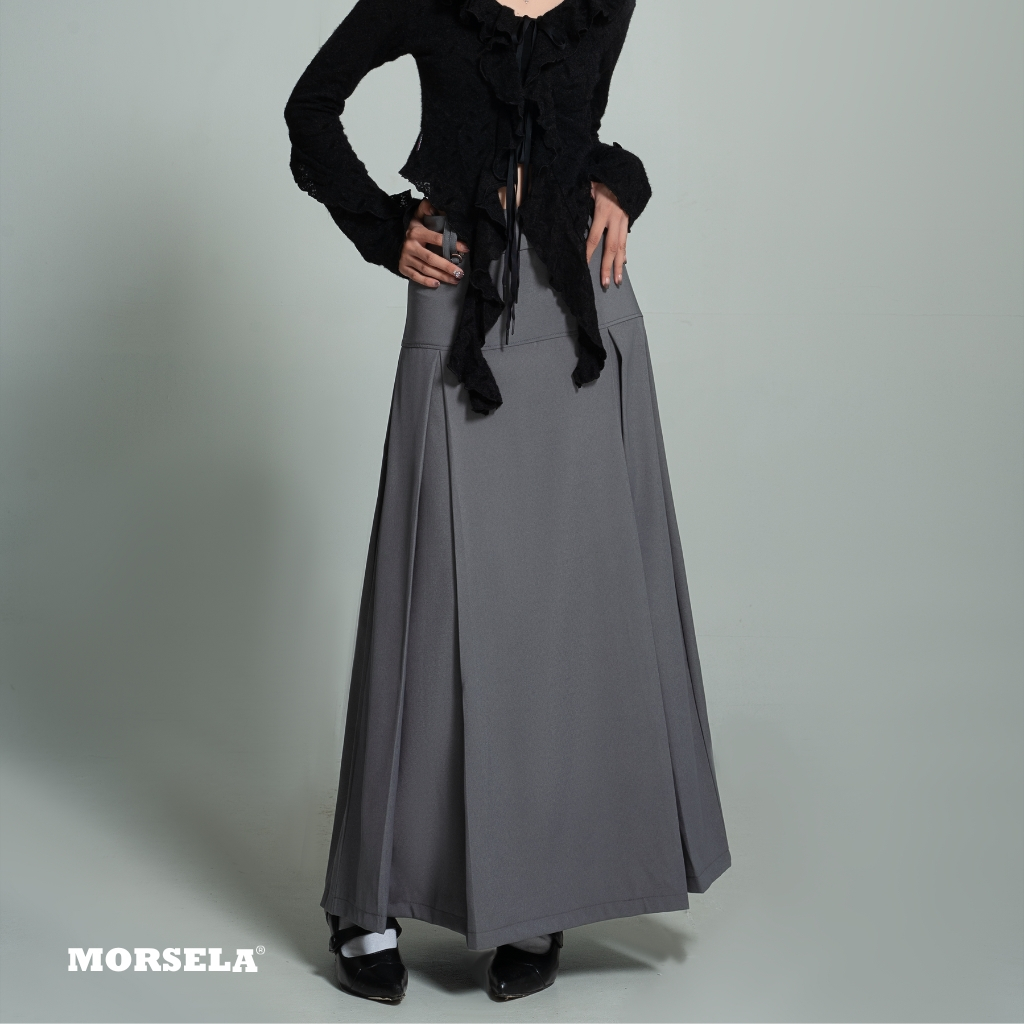 MORSELA® chính hãng -  Chân váy dài xếp ly chữ A DIONE SKIRT dáng xòe mặc được 2 mặt phong cách Y2K Douyin dành cho nữ