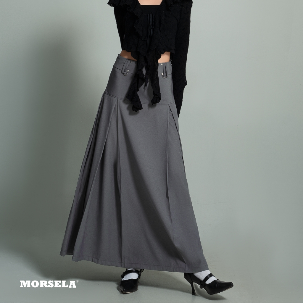 MORSELA® chính hãng -  Chân váy dài xếp ly chữ A DIONE SKIRT dáng xòe mặc được 2 mặt phong cách Y2K Douyin dành cho nữ