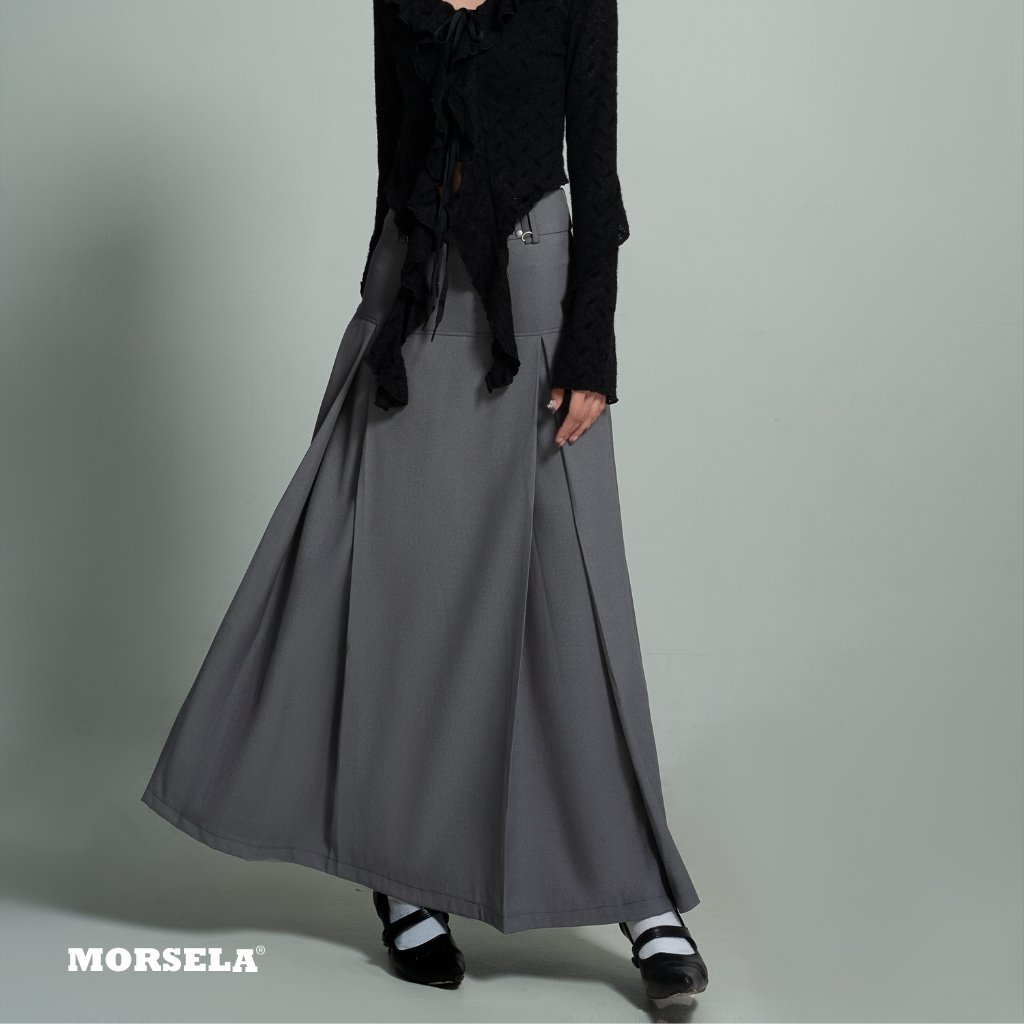 MORSELA® chính hãng -  Chân váy dài xếp ly chữ A DIONE SKIRT dáng xòe mặc được 2 mặt phong cách Y2K Douyin dành cho nữ