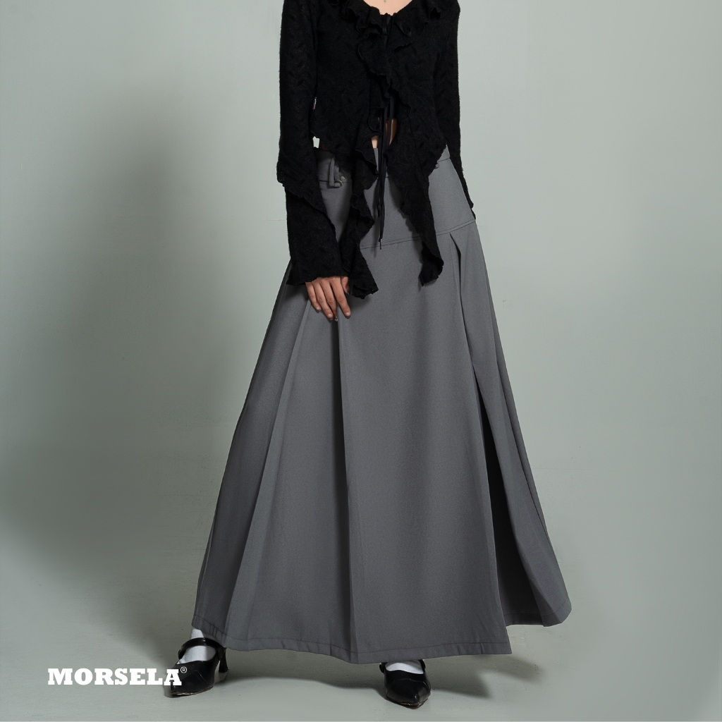 MORSELA® chính hãng -  Chân váy dài xếp ly chữ A DIONE SKIRT dáng xòe mặc được 2 mặt phong cách Y2K Douyin dành cho nữ