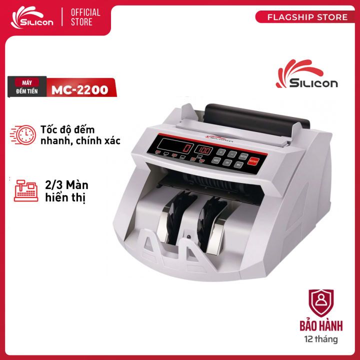 Máy đếm tiền silicon 2200c công nghệ mỹ, màn hình rời, nhỏ gọn, tiện ích new 2023