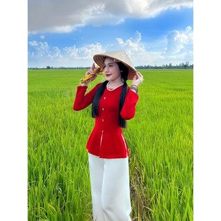 BỘ BÀ BA TRƠN CỔ TRÒN TAY DÀI LỤA MANGO CAO CẤP