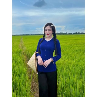 BỘ BÀ BA TRƠN CỔ TRÒN TAY DÀI LỤA MANGO CAO CẤP