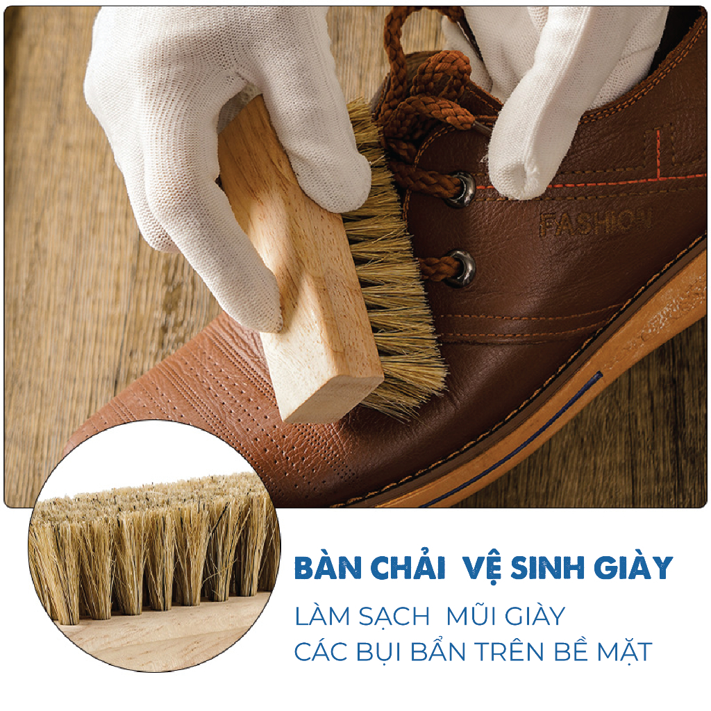 Bàn chải vệ sinh giày lông heo & lông nhựa PP bản cho giày vải sneaker XIMO BCDG17