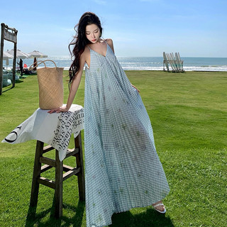 Đầm maxi xếp li xanh 🤍 SongZuEr