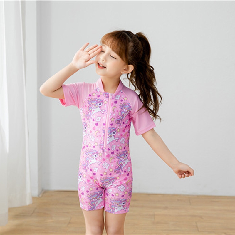 Đồ bơi bé gái đồ bơi bé trai liền thân ngắn tay size từ 14kg đến 30kg