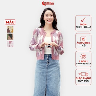 Áo cardigan nữ CARDINA sử dụng họa tiết kẻ trám nhẹ nhàng nhã nhặn phom ôm vừa trẻ trung 3DGN01