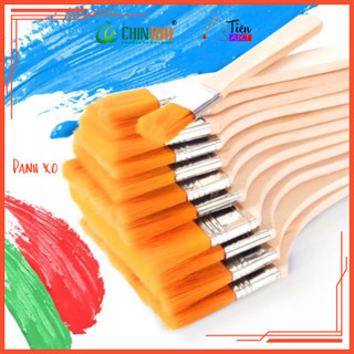 Cọ vẽ cán gỗ bản lớn nhiều size, panh xô chuyên dụng màu nước, acrylic, sơn dầu,...