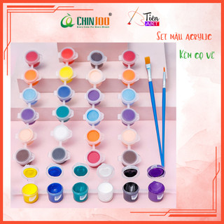 Vỉ màu acrylic 3ml 12 màu an toàn kèm cọ vẽ chuyên dụng vẽ tranh, tô tượng, vẽ quần áo, giày, đất sét