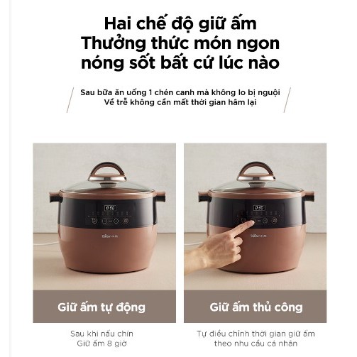 Nồi Nấu Chậm Đa Năng Tử Sa Bear DDZ-B45Z1 Dung Tích 4.5L | Hàng Chính Hãng | Bảo Hành 18T | Mimax Store