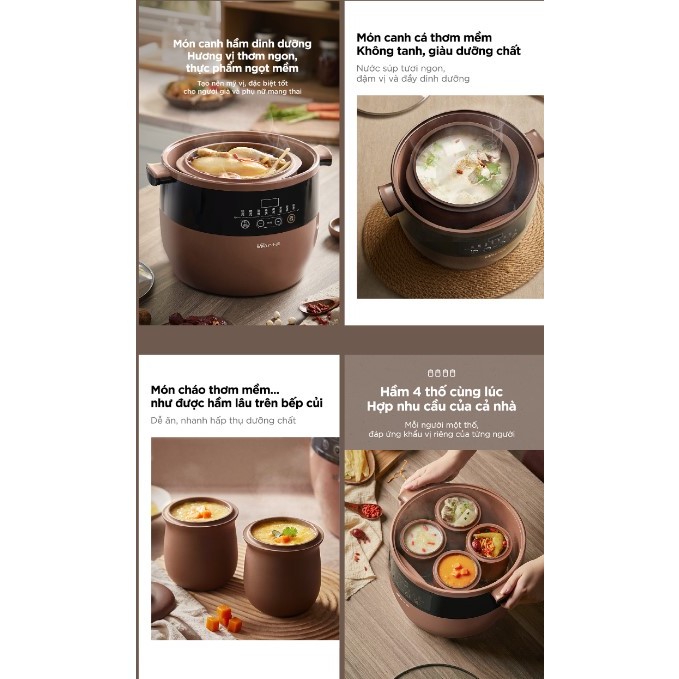 Nồi Nấu Chậm Đa Năng Tử Sa Bear DDZ-B45Z1 Dung Tích 4.5L | Hàng Chính Hãng | Bảo Hành 18T | Mimax Store