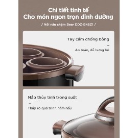 Nồi Nấu Chậm Đa Năng Tử Sa Bear DDZ-B45Z1 Dung Tích 4.5L | Hàng Chính Hãng | Bảo Hành 18T | Mimax Store