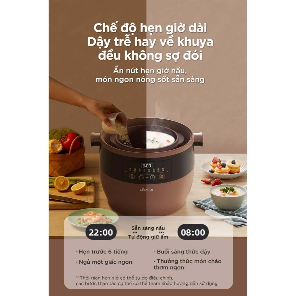 Nồi Nấu Chậm Đa Năng Tử Sa Bear DDZ-B45Z1 Dung Tích 4.5L | Hàng Chính Hãng | Bảo Hành 18T | Mimax Store