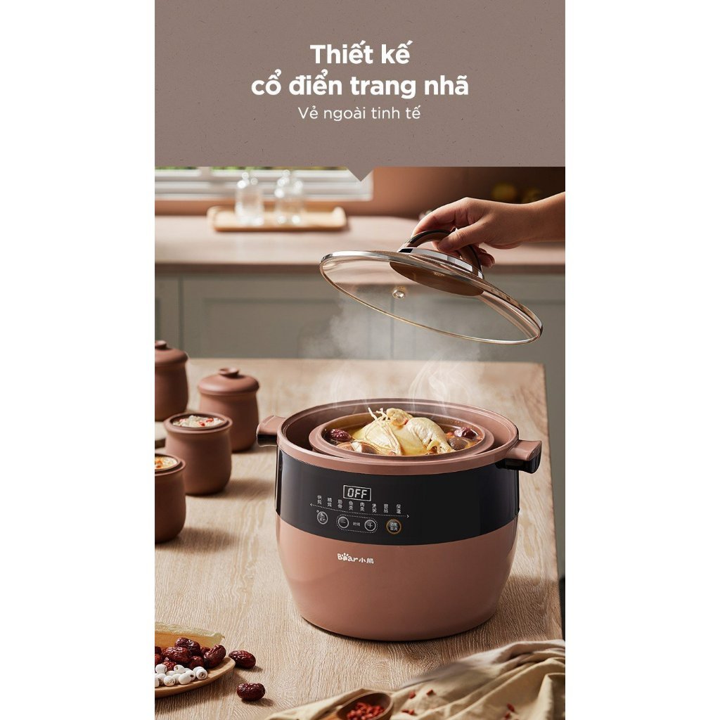 Nồi Nấu Chậm Đa Năng Tử Sa Bear DDZ-B45Z1 Dung Tích 4.5L | Hàng Chính Hãng | Bảo Hành 18T | Mimax Store