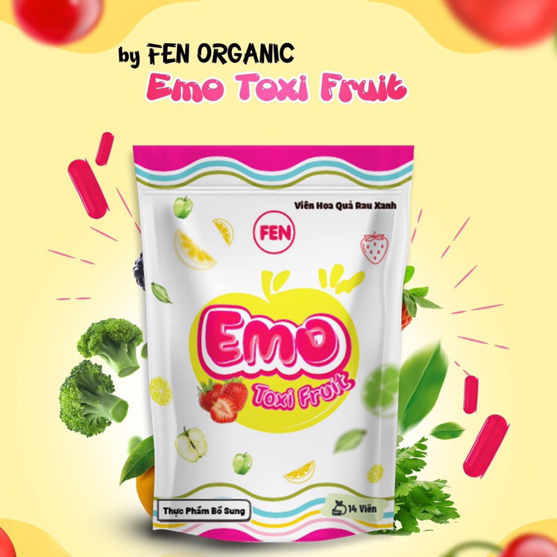 EMO TOXI FRUIT - VIÊN HOA QUẢ DETOX RAU XANH DẠNG VIÊN GIẢM CÂN 7 NGÀY/CHE TÊN+KÈM QUÀ