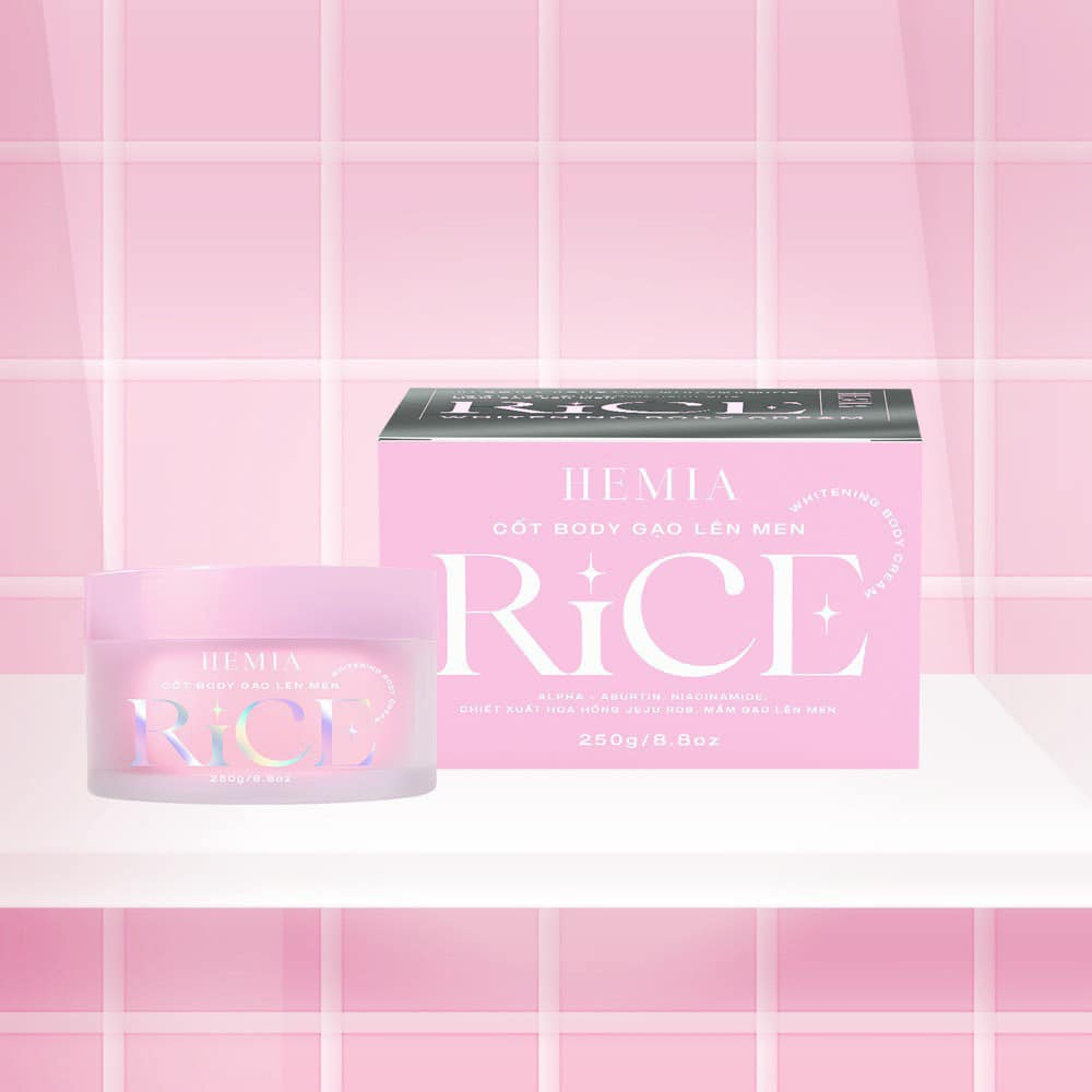 Body hemia hàn quốc, kem body cốt gạo hemia, body cốt gạo lên men hemia, body thạch tuyết hemia hộp 250gr