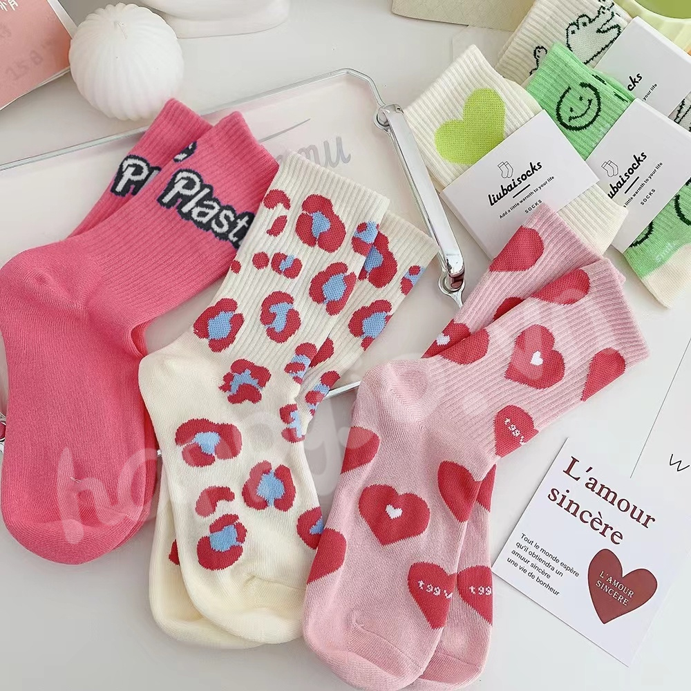 Tất cổ cao, COMBO 5 đôi Vớ nữ cotton thoáng khí dễ thương cao cổ giữ ấm mùa đông unisex