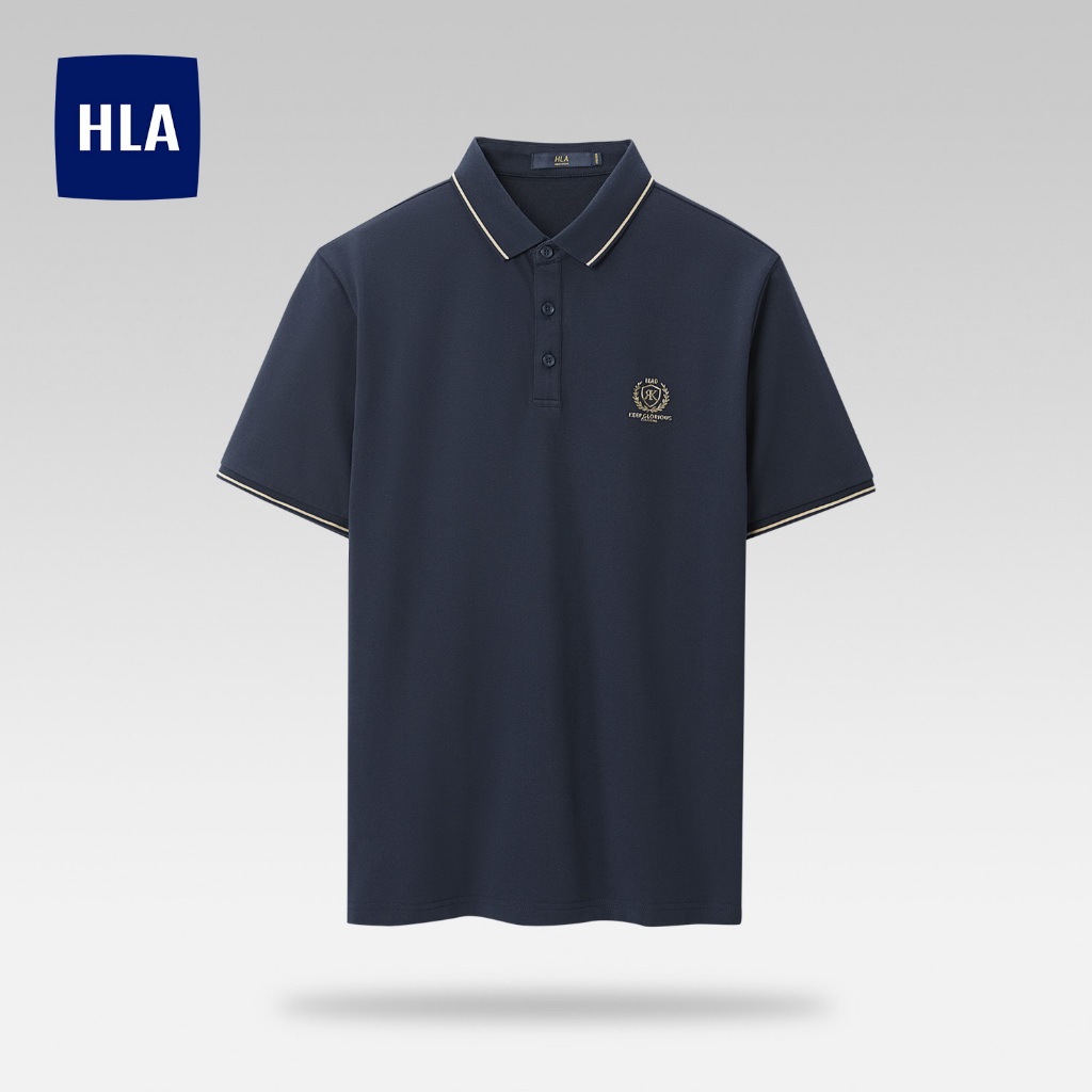 HLA - Áo POLO nam ngắn tay công nghệ vải thoáng khí mát lạnh Neckline contrasting color ICETECH  Polo Shirt