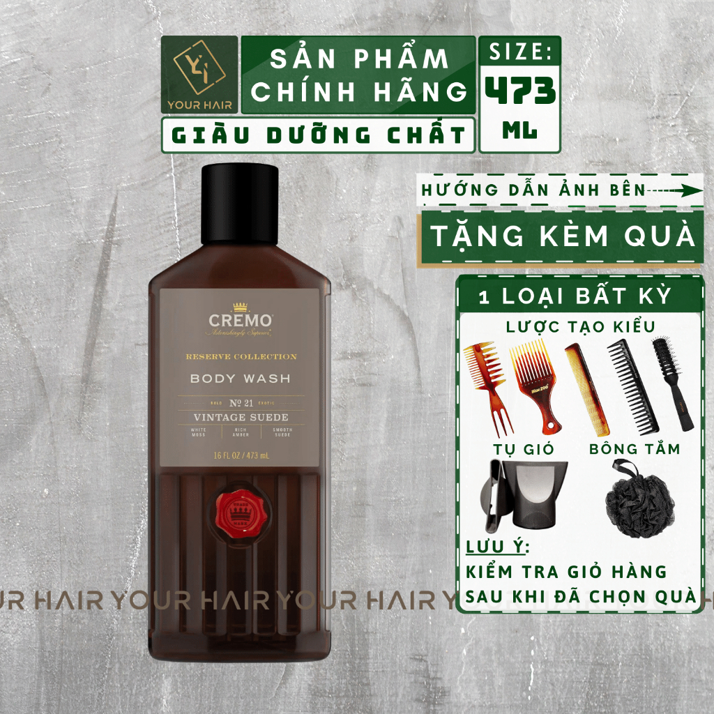 Sữa tắm CREMO RESERVE COLLECTION VINTAGE SUEDE No21 BODY WASH - 473ml