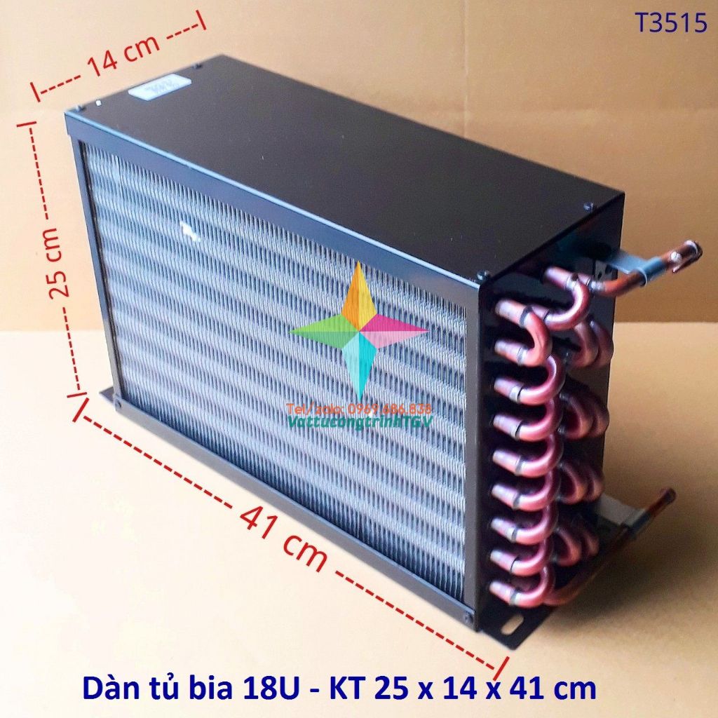 Dàn tủ bia ống đồng loại 18U Kích thước 25cm x 14 cm x 41 cm