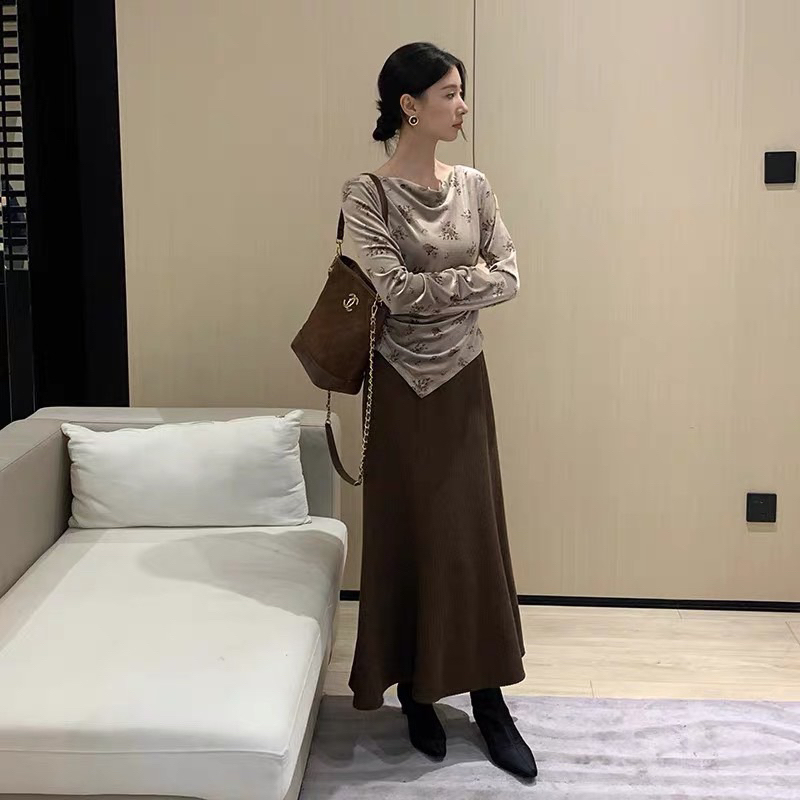 Chân váy dạ dáng dài eo chun co giãn hàng loại 1 chất đẹp