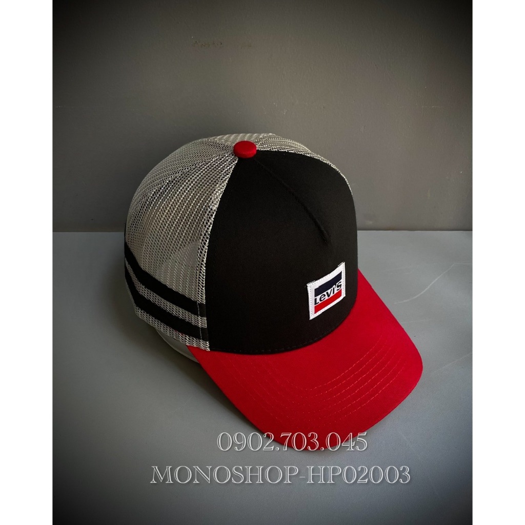 Mũ lưỡi trai Nón Kết Nam Nữ Kaki Lưới Sau Thoáng Nhẹ Logo L e  v i Ép Nhiệt Unisex HP02003