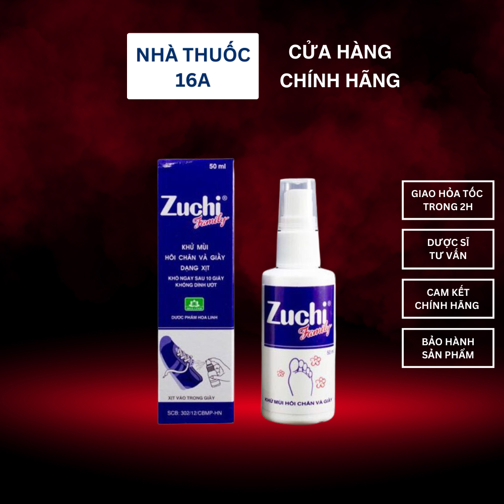 ZUCHI XANH DƯƠNG XỊT KHỬ MÙI HÔI CHÂN HÔI GIÀY - DƯỢC PHẨM HOA LINH - LOẠI BỎ MÙI HÔI ẨM CỦA CHÂN VÀ GIÀY, LƯU HƯƠNG LÂU