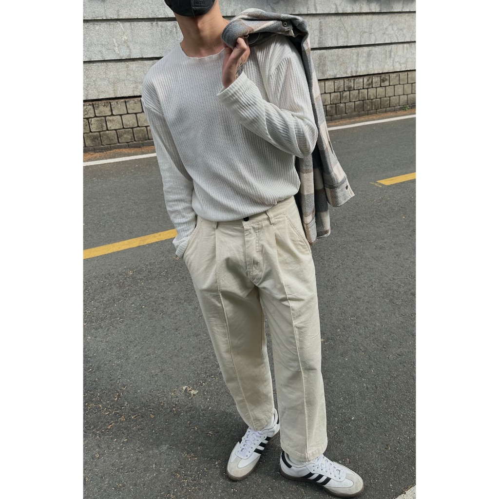 Áo thun tay dài chất linen gân basic