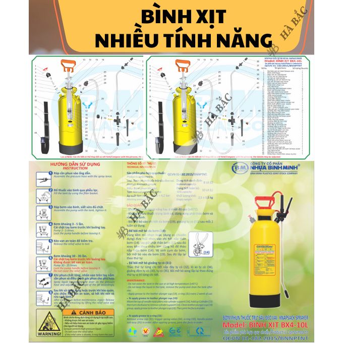 Bình Xịt 10 Lít Bình Minh BX4, Dùng Phun Tưới, Dễ Sử Dụng -