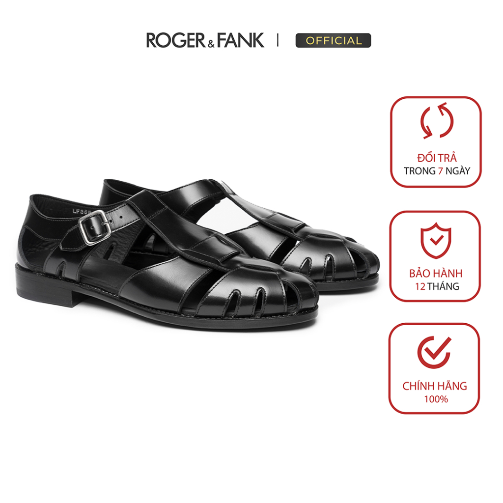 Sandals Nam Quai Ngang Da Bê Cao Cấp Roger & Fank LF868