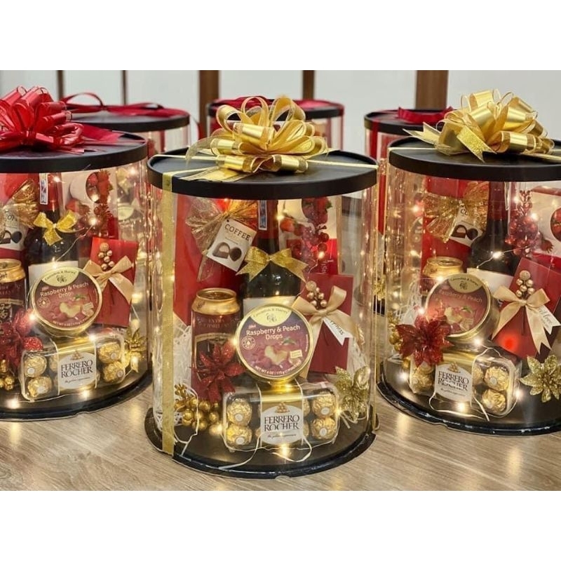 Hộp mica trụ tròn 4 tầng đựng bánh kem, hoa, quà tặng