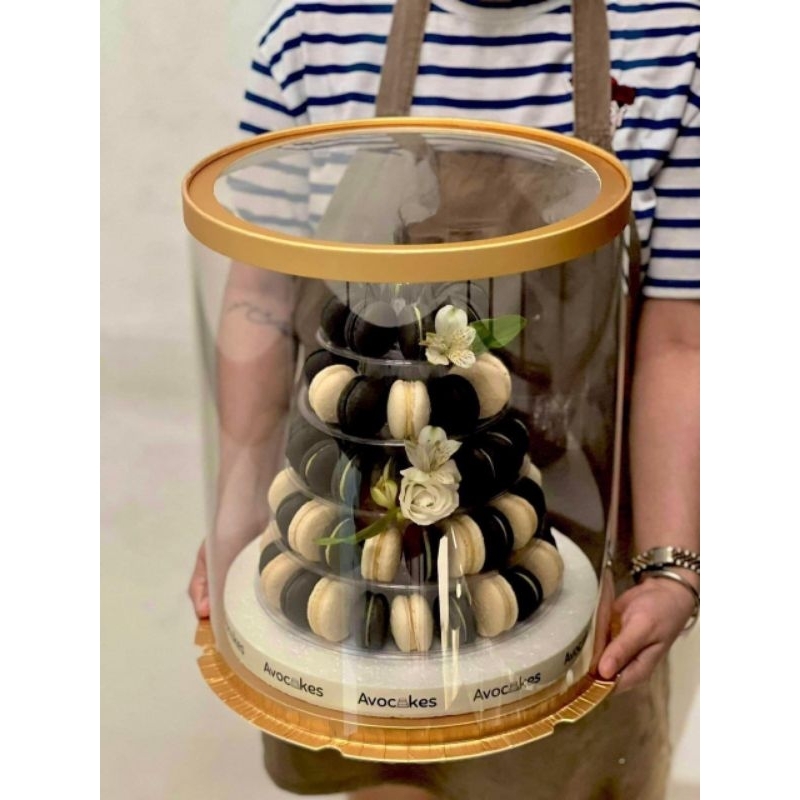 Hộp mica trụ tròn 4 tầng đựng bánh kem, hoa, quà tặng