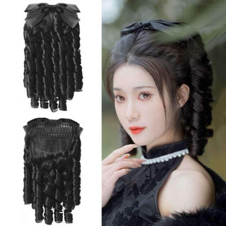 Tóc búi cài xoăn nơ ❤freeship 50k❤ dạng cài siu đẹp cho người lớn và bé đều được