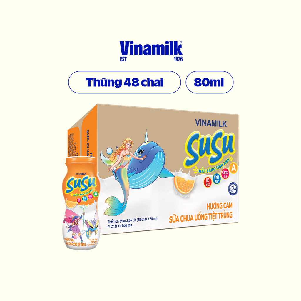 Sữa chua uống hương cam Vinamilk Susu - Thùng 48 chai 80ml