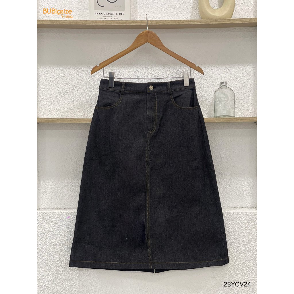 Chân váy jeans dáng dài xẻ thân sau BIGSIZE  - 23YCV24 -
