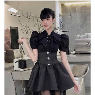 🌷Đầm đen phối tafta đính đá