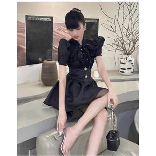 🌷Đầm đen phối tafta đính đá
