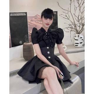 🌷Đầm đen phối tafta đính đá