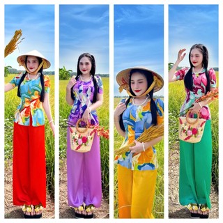 Sét bộ bà ba, bà ba họa tiết,bà ba cổ vuông