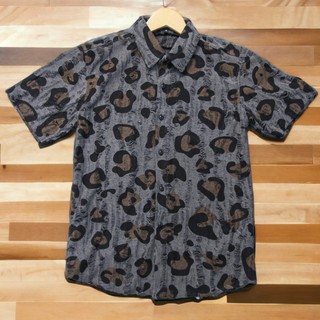 Áo sơ mi Rách họa tiết da báo form Slimfit, Áo sơ mi ngắn tay vải Cotton hàng xuất xịn.