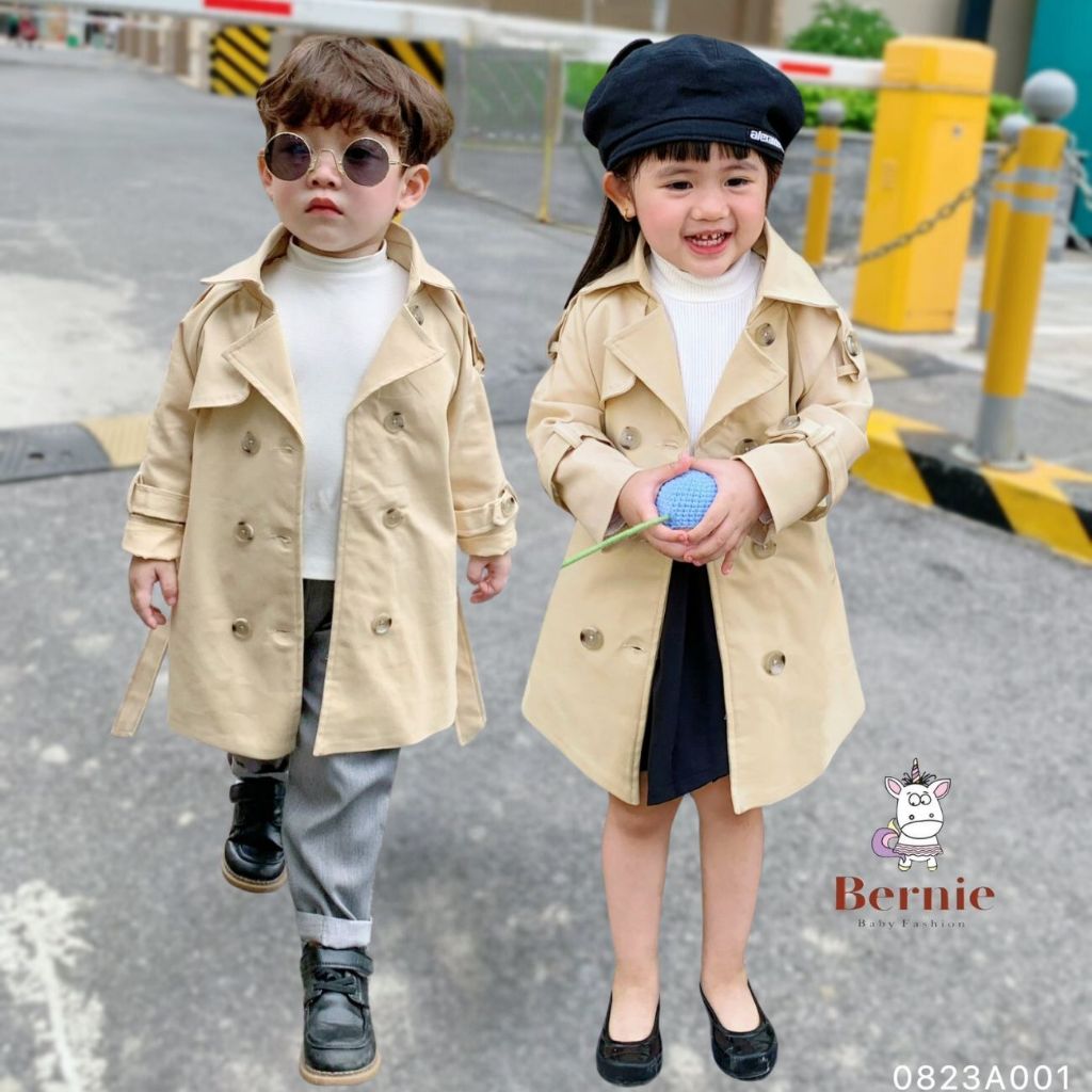 Áo khoác măng tô mangto cho bé trai bé gái unisex 1 đến 7 tuổi BERNIE kids