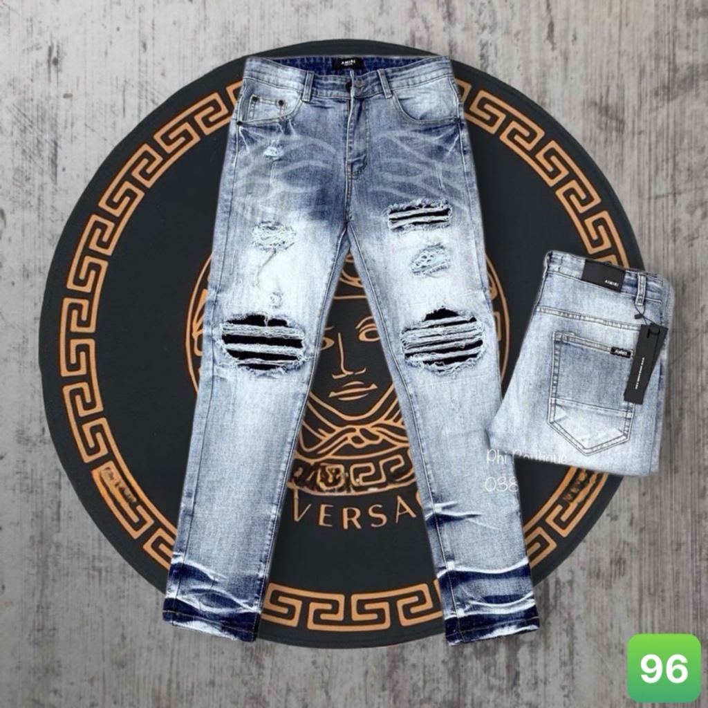 Quần jean nam rách gối chất bò cao cấp co dãn 4 chiều cực đẹp, quần rin nam ptz.boutique Q05AR